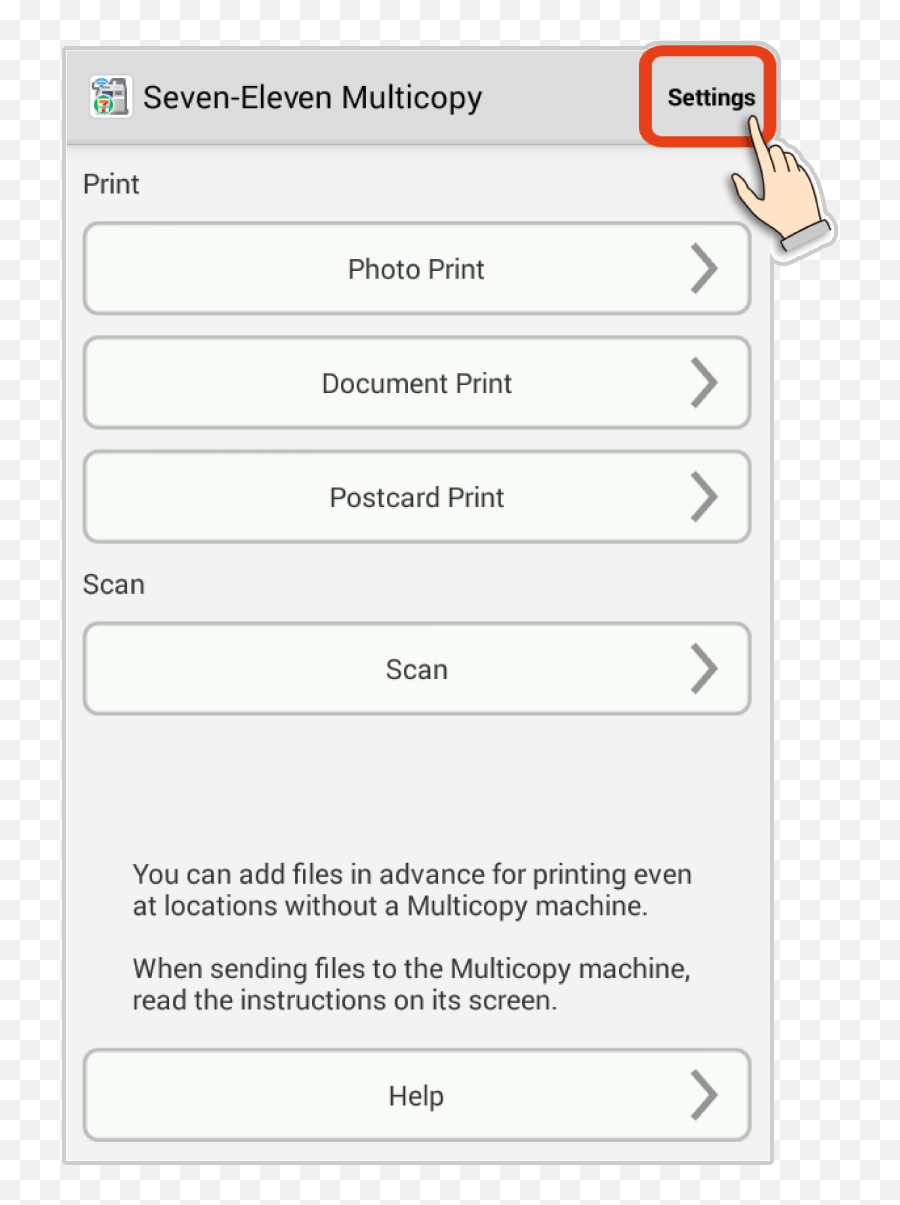 Seven - Eleven Multicopiers About Printing Smartphone Vertical Png,Settings Icon Android Menu