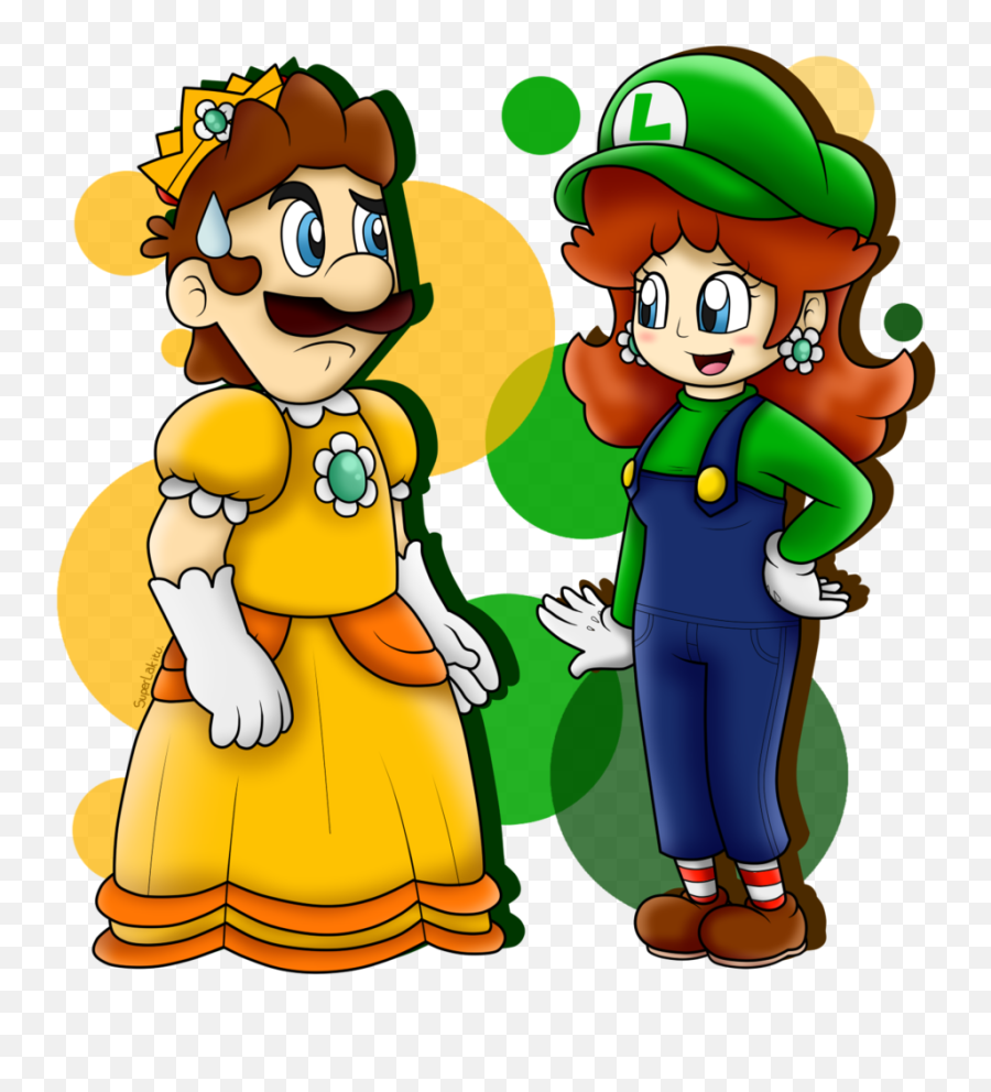 Luigi Drawing Video Game - Super Mario Luigi And Daisy Luigi Con Daisy Mario Png,Luigi Hat Png