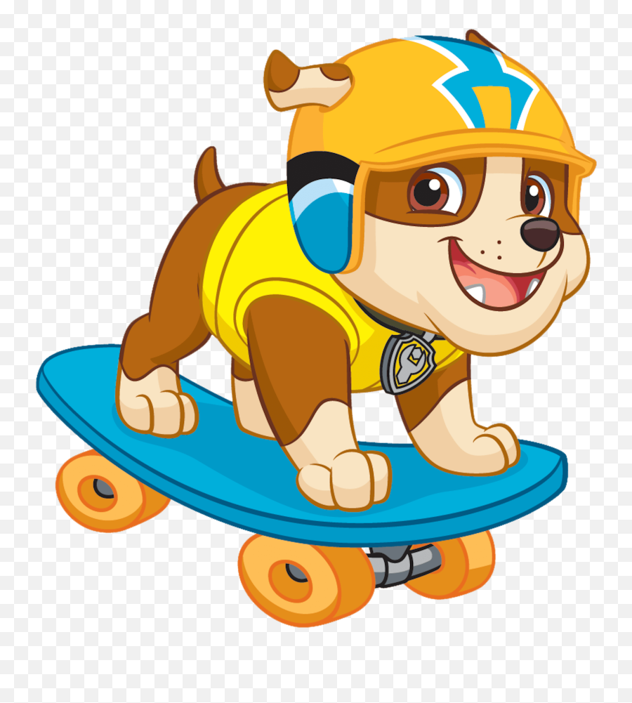 Play Skate Board Paw Patrol Clipart Png - Paw Patrol Rubble Skateboarding,Rubble Png