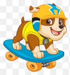 Play Skate Board Paw Patrol Clipart Png - Paw Patrol Rubble Skateboarding,Rubble Png