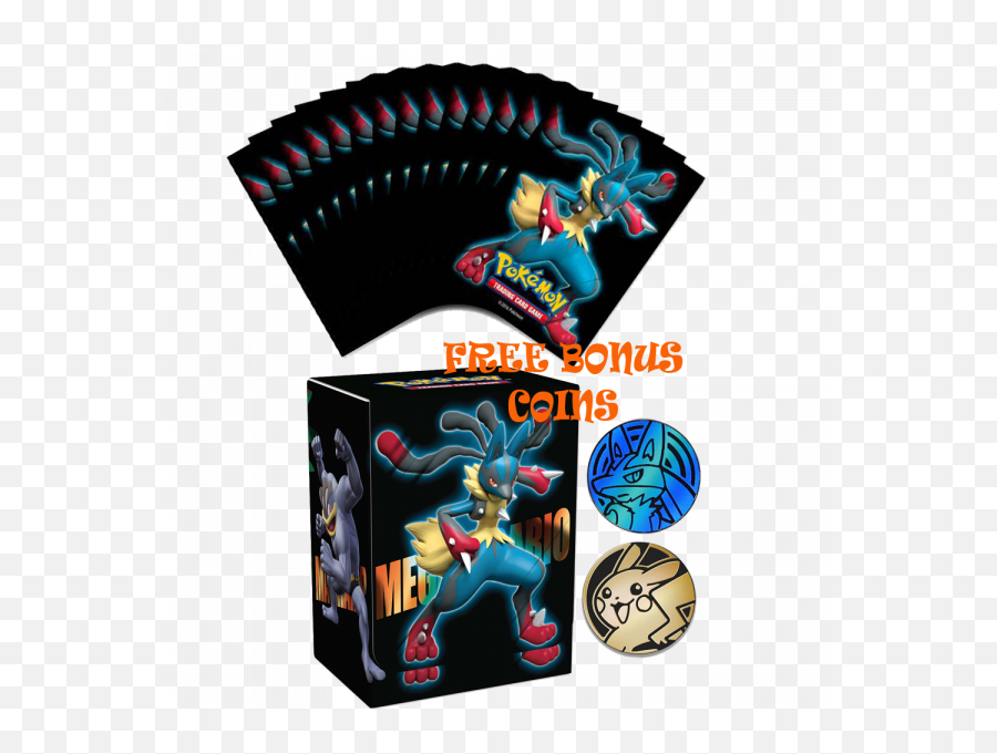 Mega Lucario Sleeves Deck Box Bundle With Bonus Coins - Pokemon Deck Box Mega Lucario Png,Lucario Png