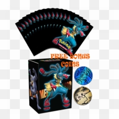 Mega Lucario Sleeves Deck Box Bundle With Bonus Coins - Pokemon Deck Box Mega Lucario Png,Lucario Png