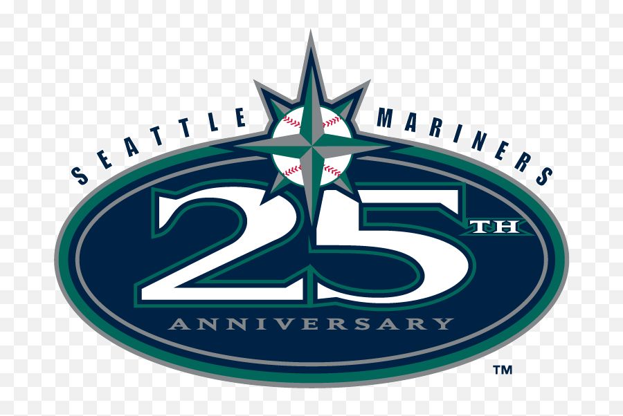 Seattle Mariners Anniversary Logo 2002 - Seattle Mariners Emblem Png,25th Anniversary Logo