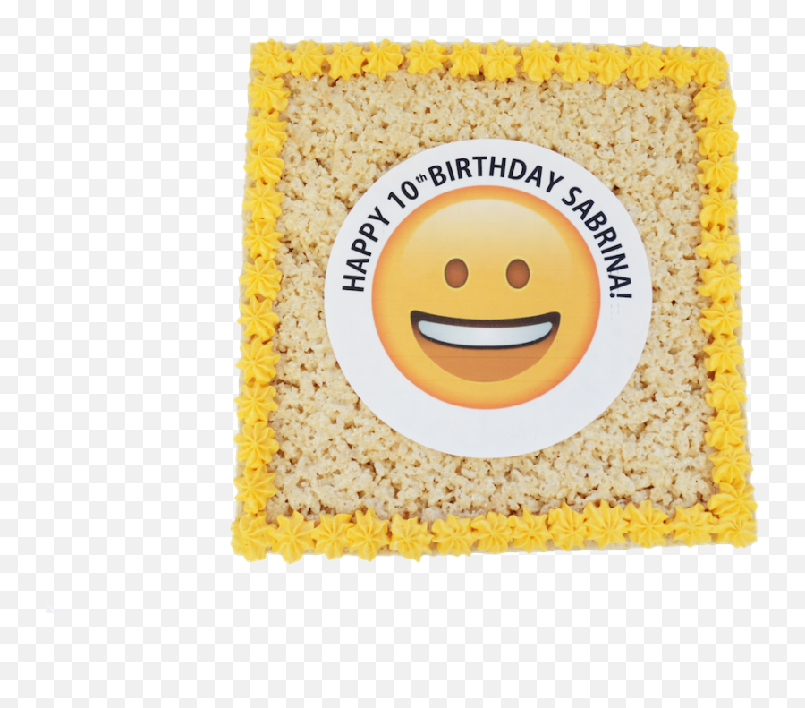 Rice Krispy Emoji Birthday Cake - Smiley Png,Birthday Emoji Png