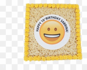 Rice Krispy Emoji Birthday Cake - Smiley Png,Birthday Emoji Png