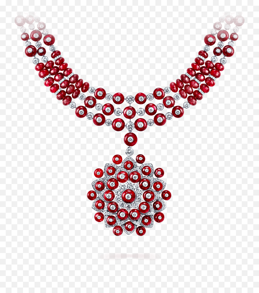 Download Beaded Ruby And Diamond Necklace - Beads Necklace Graff Rubies Necklace Png,Beads Png