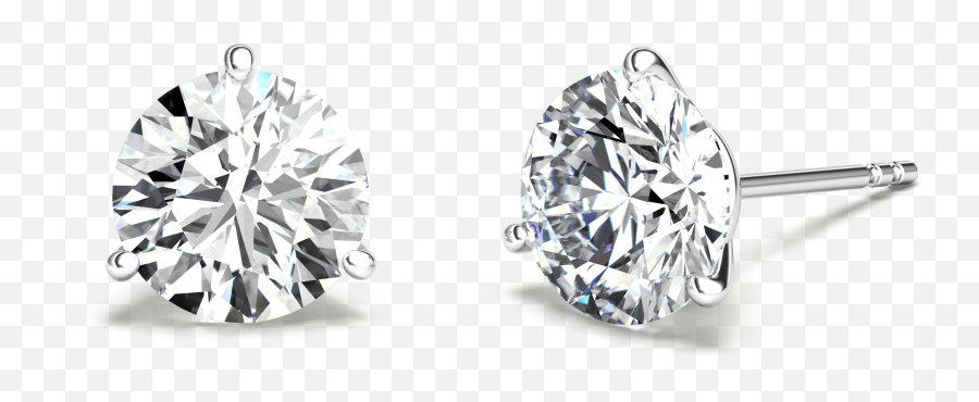 3 Prong Diamond Stud Earrings Png