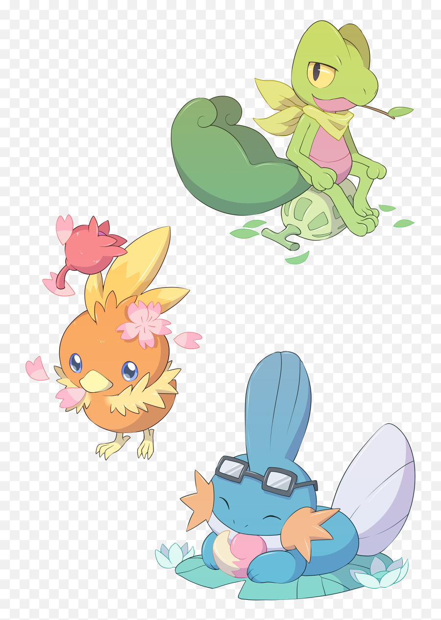 Treecko Torchic Y Mudkip - Cute Treecko Torchic Mudkip Png,Torchic Png