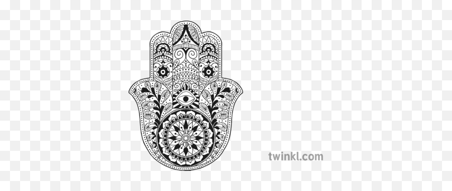 Hamsa 2 Black And White Illustration - Twinkl Hamsa Ks1 Png,Hamsa Png