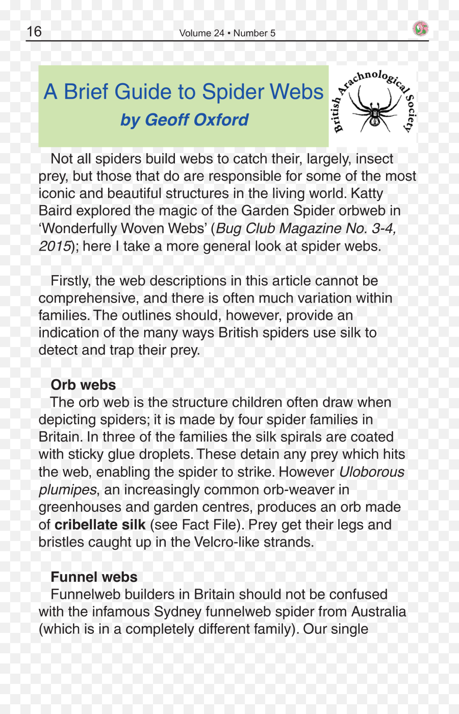 Filebug Club 2016 5 1png - British Arachnological Society Screenshot,Webs Png