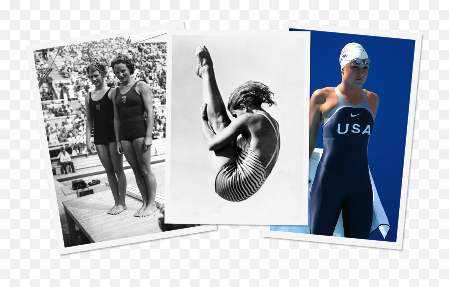 Evolution Of Womens Olympic Swimsuits - Art Png,Olympic Swimming Icon