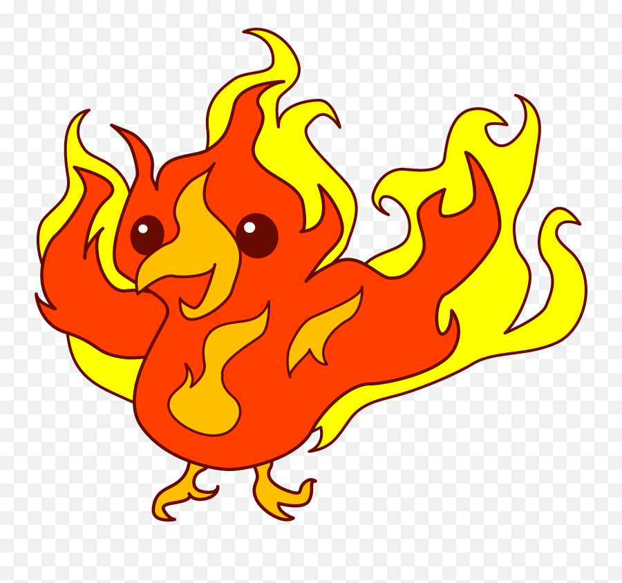 Cartoon Flame Png - Phoenix Bird Clip Art Bird On Fire Cute Phoenix Clipart,Phoenix Bird Png