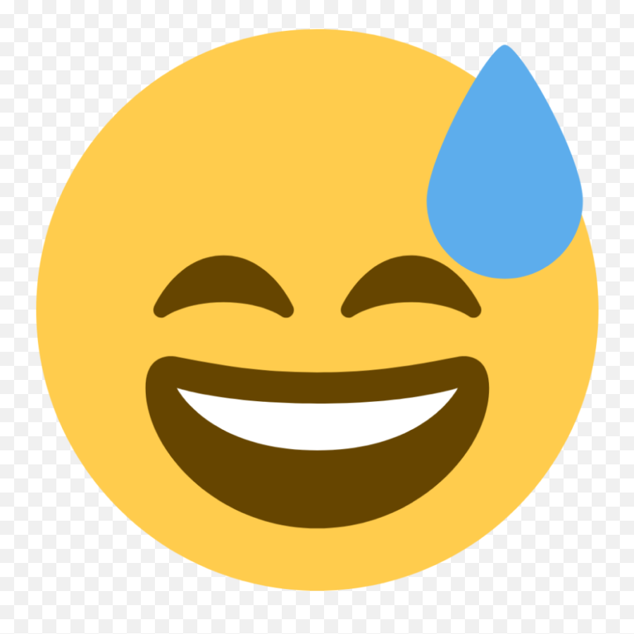 Grinning Face With Sweat Emoji - Sweat Emoji Png,Sweat Emoji Png