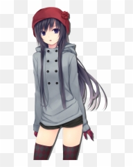 Black Hair Anime Brown Long - Girl Dress Small png