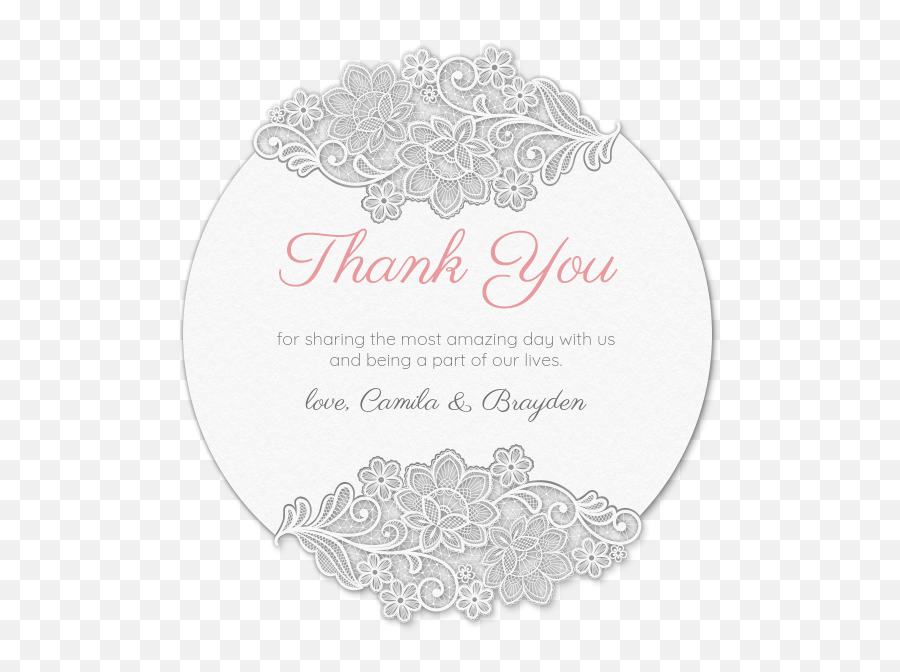 Lace Thank You Card Evite - Label Png,Thank You Transparent