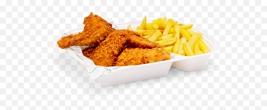 3 Pcs Crispy Wings With French Fries - Crispy Chicken Wings With French Fry Png,French Fries Png