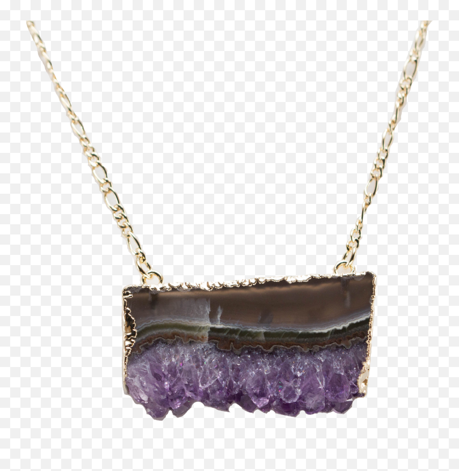 Amethyst Horizontal Slice Necklace U2013 Natureu0027s Decorations - Necklace Png,Necklace Transparent