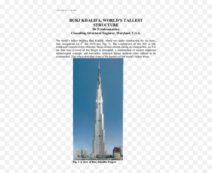 Pdf Burj Khalifa Worldu0027s Tallest Structure Jignesh - Dubai Png,Burj Khalifa Png