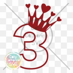 3 Three Years Old Birthday Heart Crown - Princess Svg Free png