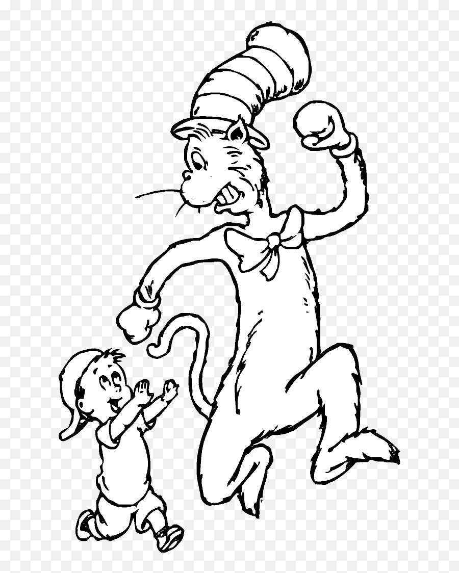 Dr Seuss Cat In The Hat Coloring Pages - Cat In The Hat Drawings Png,Cat In The Hat Transparent