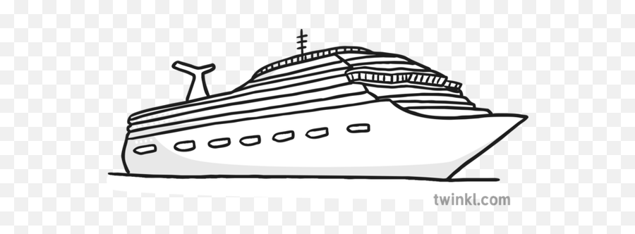Cruise Ship Black And White - Cruise Ship Clipart Black And White Png,Cruise Ship Clip Art Png
