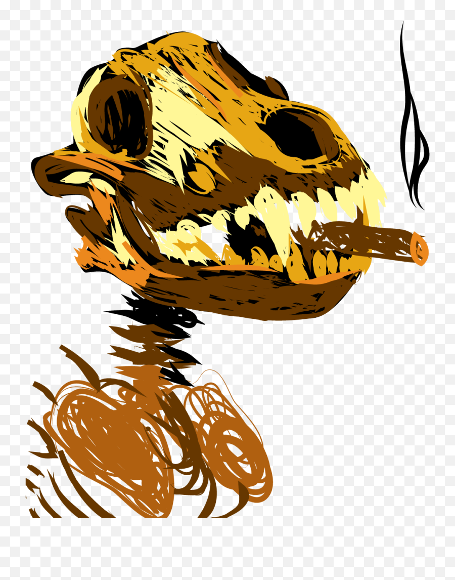 Van Gogh Wolf Skull And Cigar - Drawing Png,Wolf Skull Png