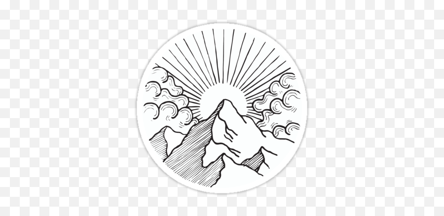 Circle Drawing Line Art Drawings - Mountain In A Circle Png,Circle With Line Through It Transparent
