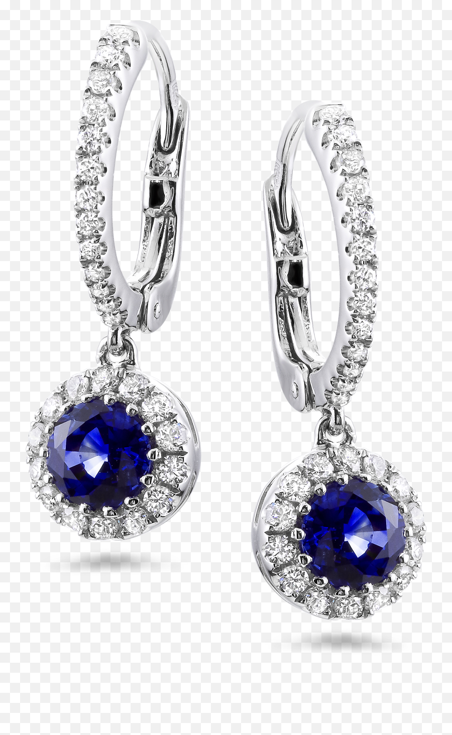 18k Wg 090 Carat Diamond Sapphire - Silver Locket Set With Blue Stone Png,Diamond Earring Png