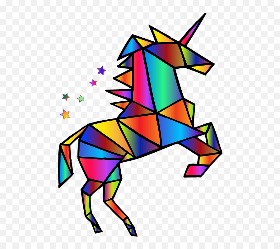 Free Photo Colorful Prismatic Unicorn Rainbow Polygons - Max Unicorn Geometric Animal Drawings Png,Rainbow Unicorn Icon