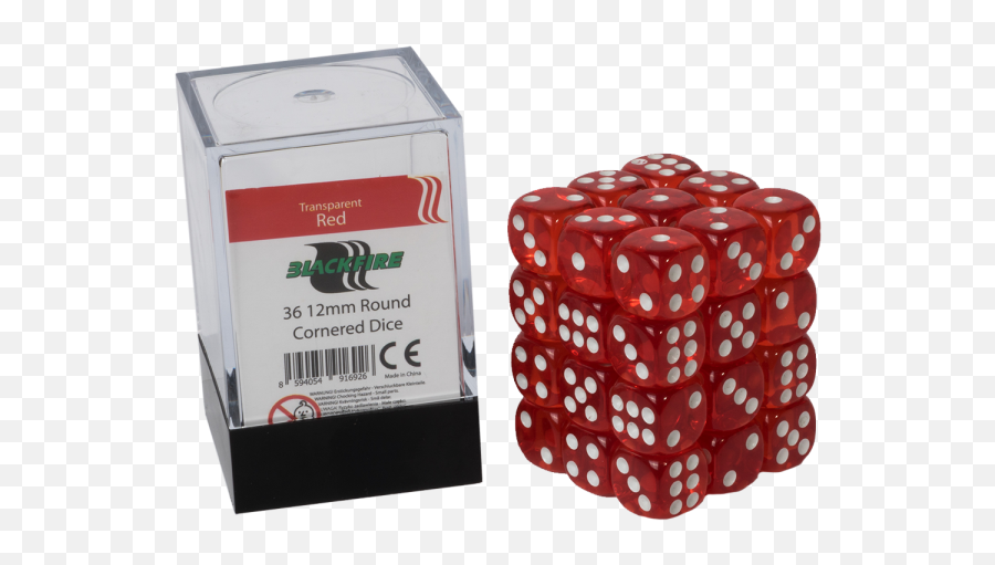 Blackfire Dice Cube 12mm D6 36 Set - Transparent Red Box Png,Transparent Dice