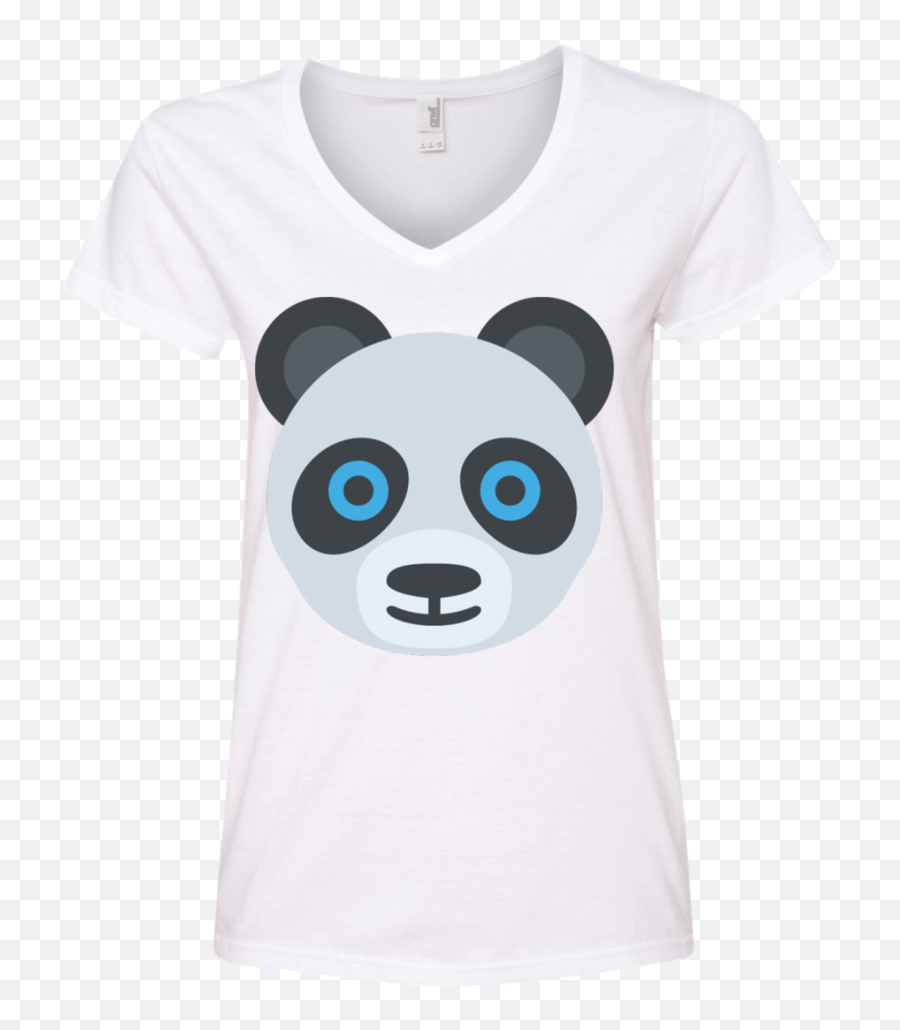 Download Hd Panda Face Emoji Ladiesu0027 V Neck T Shirt - Emoji Cartoon Png,Panda Emoji Png