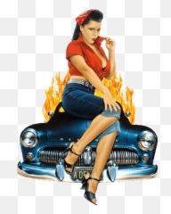 Vintage Pin Up Girls Cars Transparent - Dave Nestler Png,Pin Up Girl Png