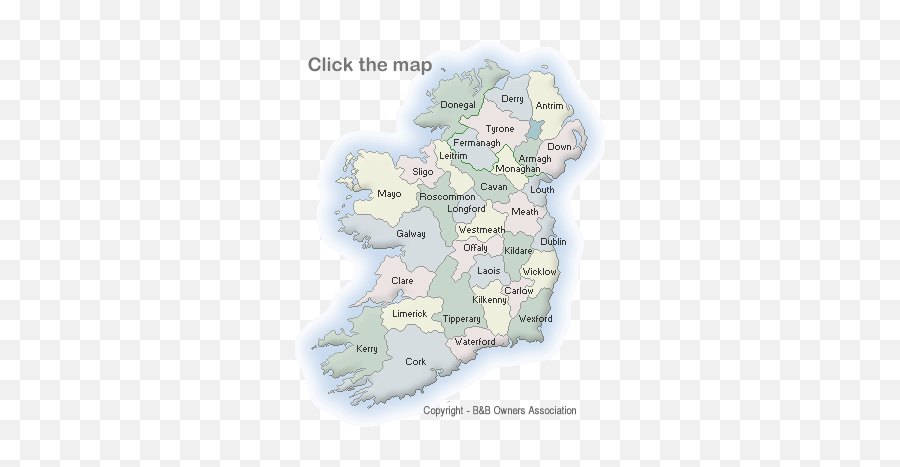 Map Of Irish Bu0026bs By County Ireland Bed And Breakfast - Cities And Towns In Ireland Png,Ireland Png