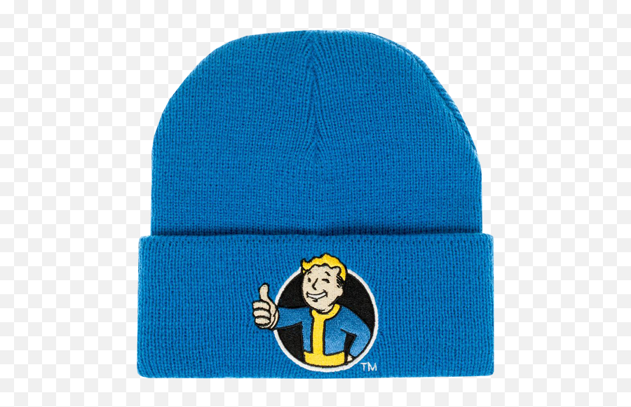 Fallout Vault Boy Blue Single Layer Cuff Beanie - Toque Png,Vault Boy Transparent