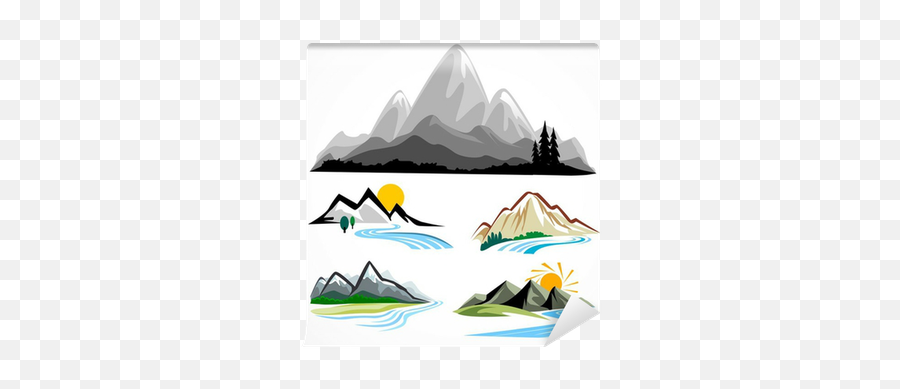 Hills Icon Set Wall Mural Pixers - Mountain River Png,Hills Icon