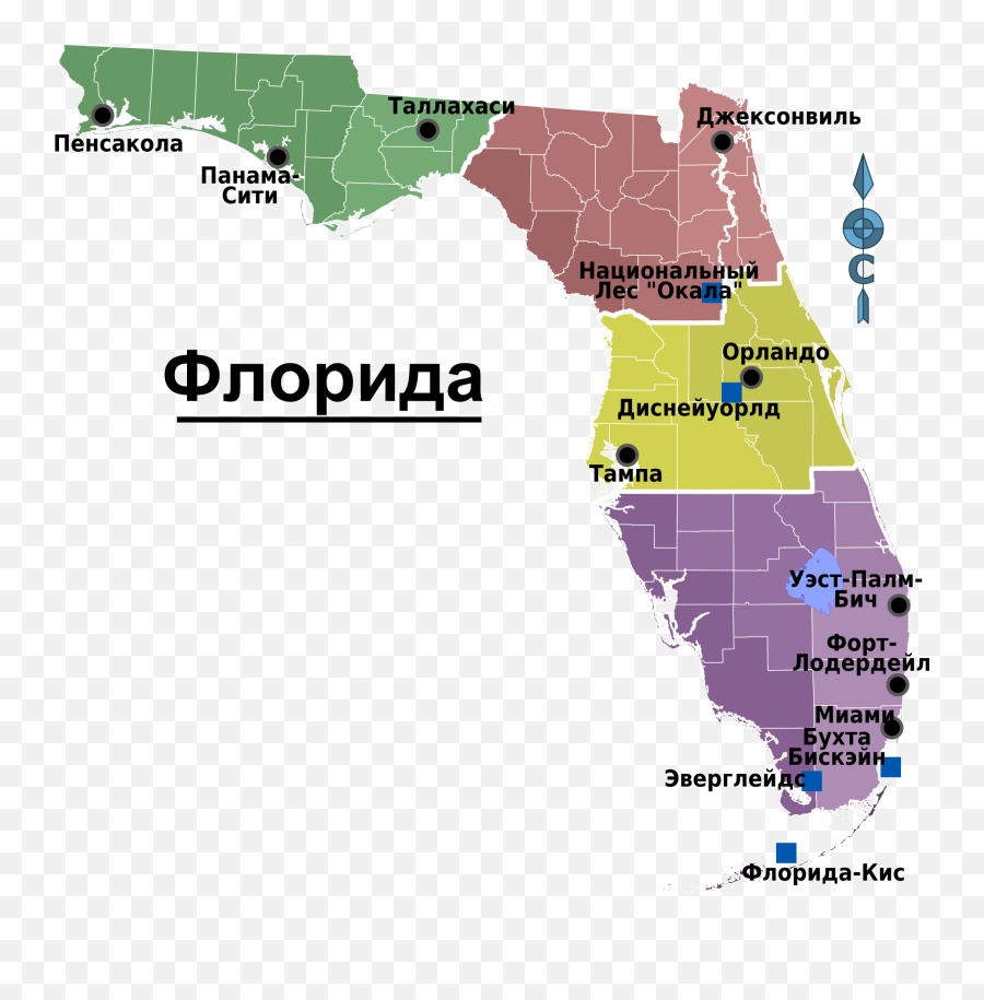 Map Of Florida Regions With Cities - Panama City Florida Map Png,Florida Map Png