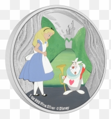 Disney Alice In Wonderland - White Rabbit 1oz Silver Coin And The png