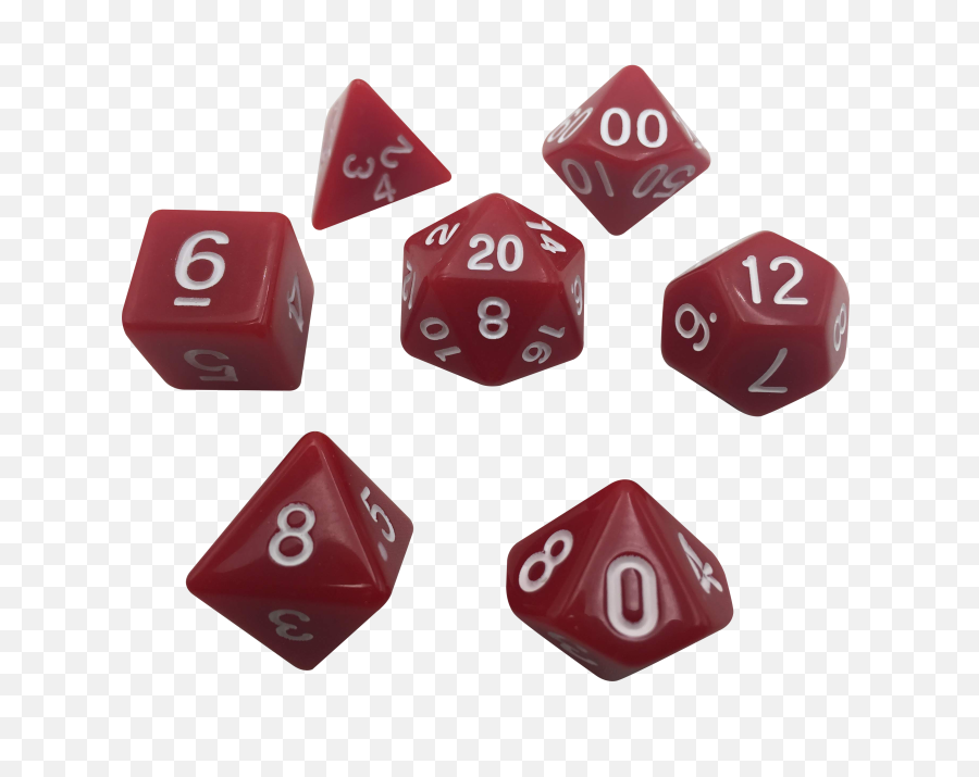 Download Red With White Numbers Set Of 7 Polyhedral Rpg Dice - Transparent Dnd Dice Png,Red Dice Png
