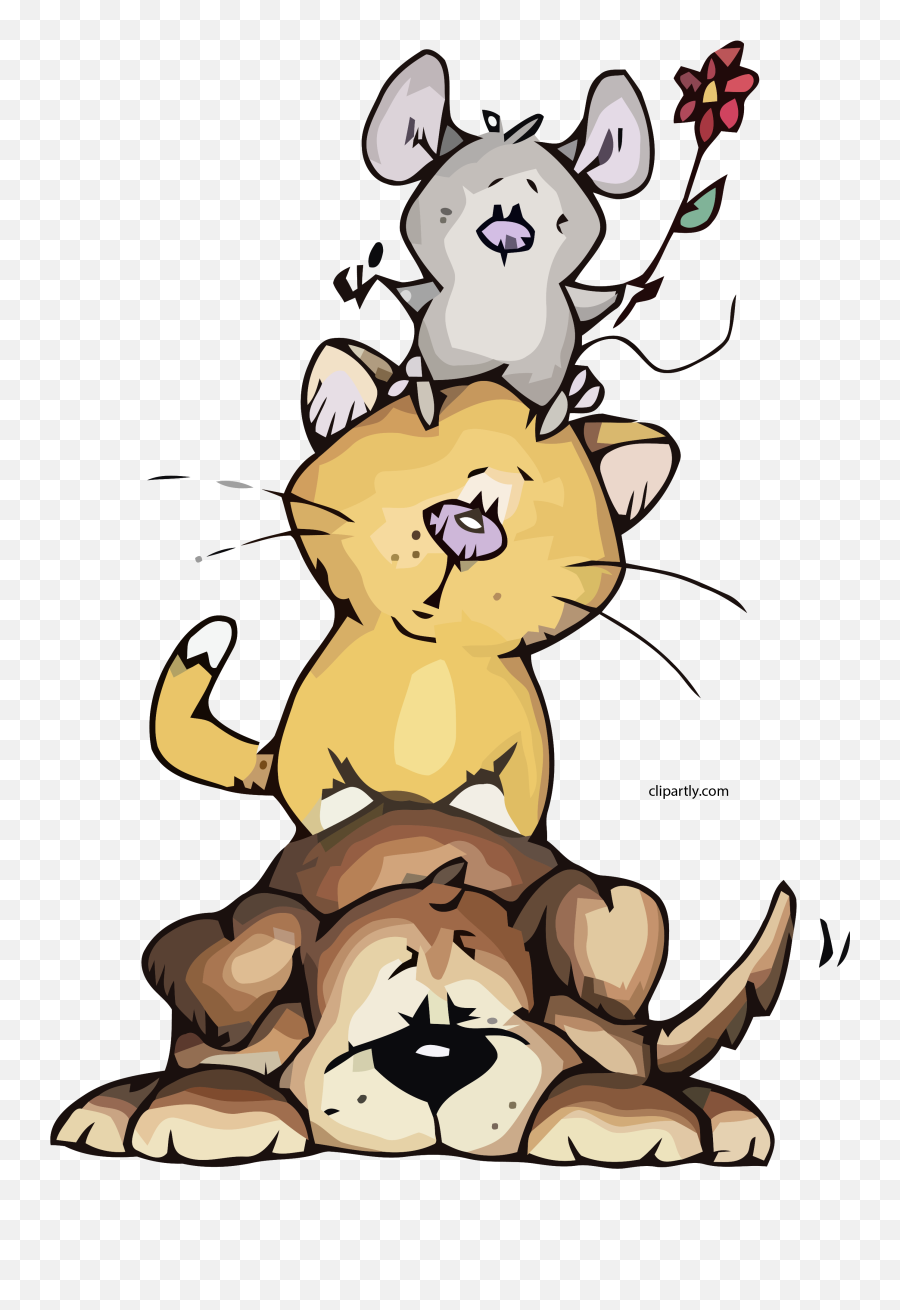 Dog Cat Mouse Clipart Png U2013 Clipartlycom - Bonne Journee Animals,Cat Head Png