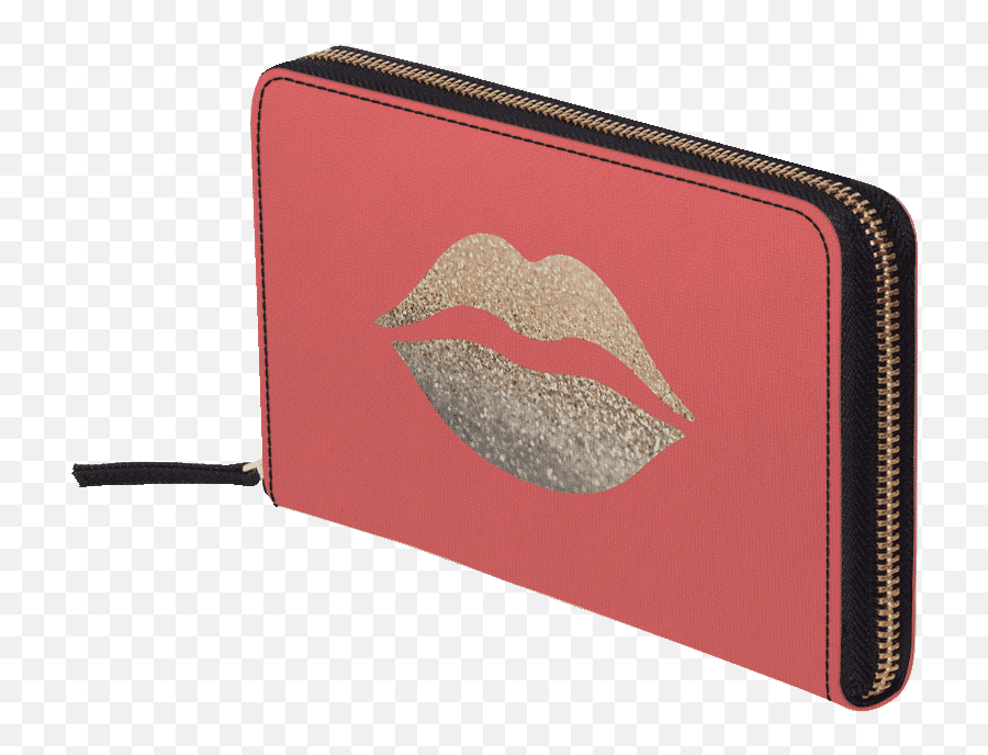 Dailyobjects Gatsby Gold Lips Coral Womenu0027s Classic Wallet - Wallet Png,Gold Lips Png