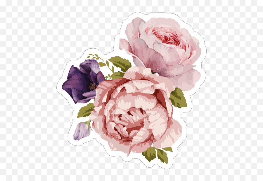 Pink Bouquet Of Roses Flower Stickers - Flower Stickers Png,Watercolor Roses Png