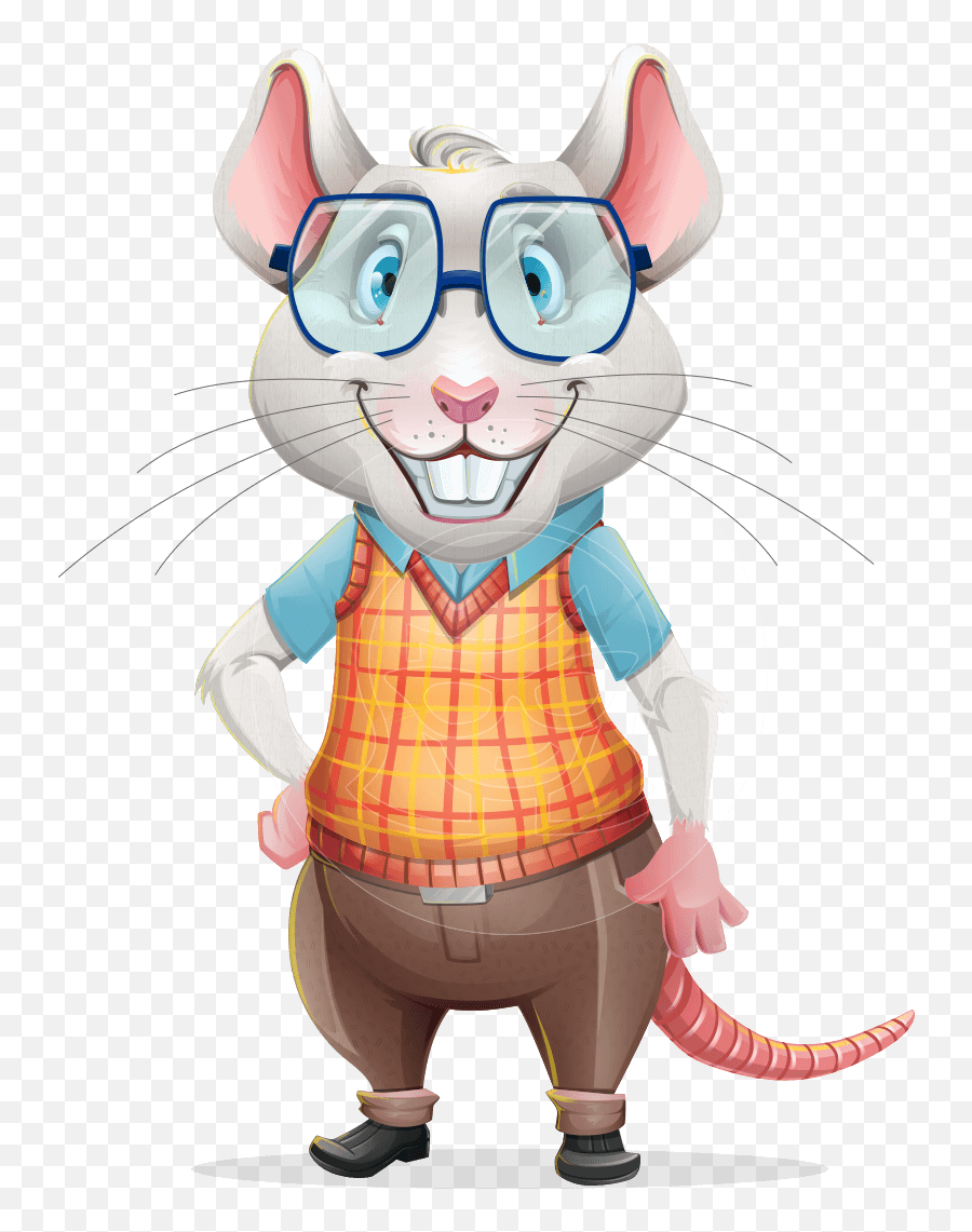 Smart Mouse With Glasses Cartoon Vector Character Graphicmama - Cartoon Mouse With Glasses Png,Cartoon Glasses Png