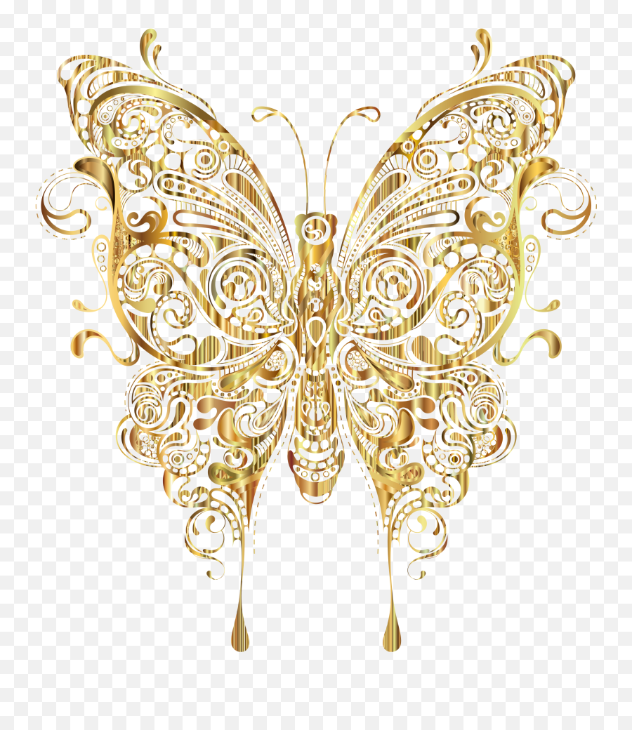 Gold Butterfly Png - Transparent Golden Butterfly Clipart,Gold Butterfly Png