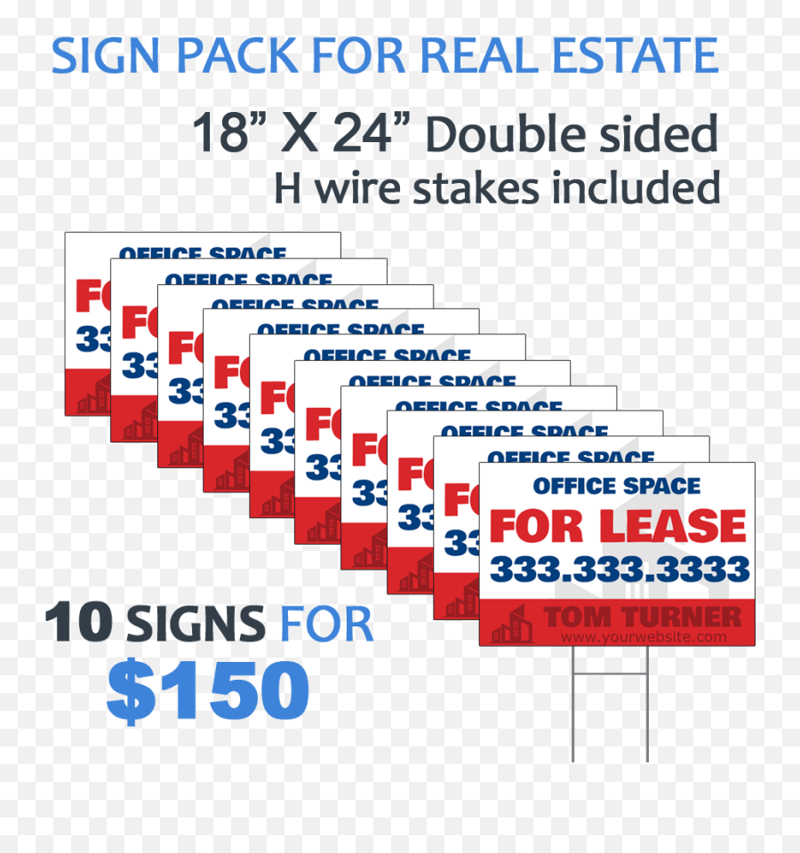 Real Estate Yard Sign Pack 10 Signs 18 - Pack Of Yard Signs Png,Real Estate Sign Png