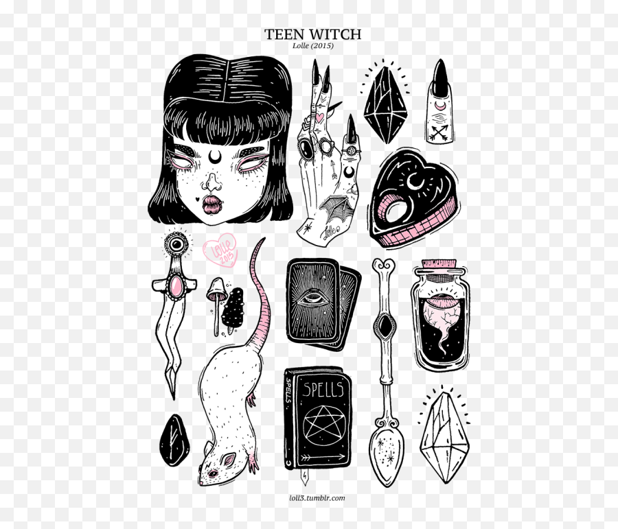 Magic occult and witchcraft things Skull book crystals tarot hand  black cat Ink drawn doodle set black and white line art Stock Vector   Adobe Stock