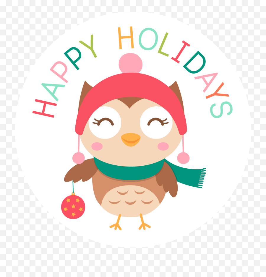 Happy Holidays Christmas Owl - Holiday Clipart Full Size Happy Holidays Owl Clipart Png,Happy Holidays Banner Png
