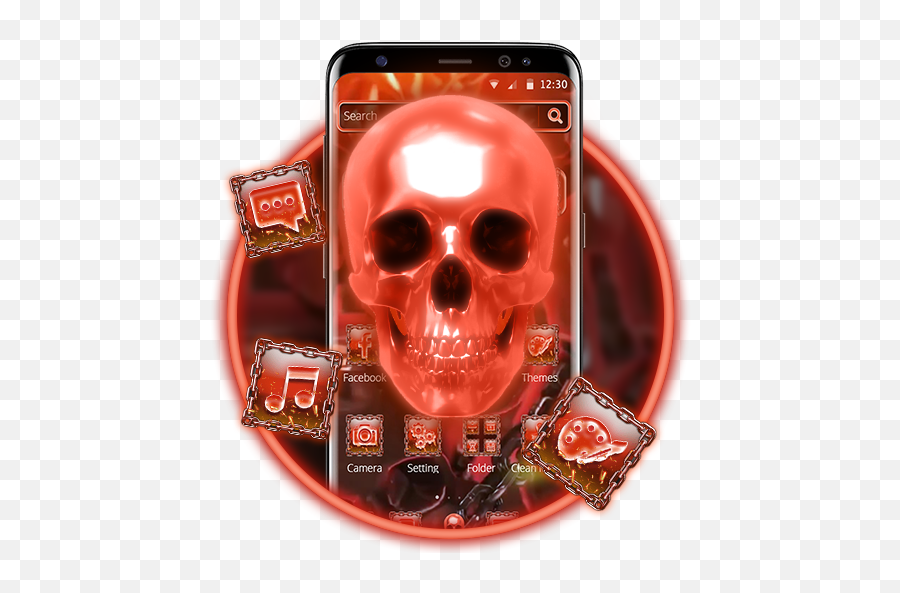 3d Fire Neon Skull Theme Apk 135 - Download Apk Latest Version Smartphone Png,Fire Icon For Facebook