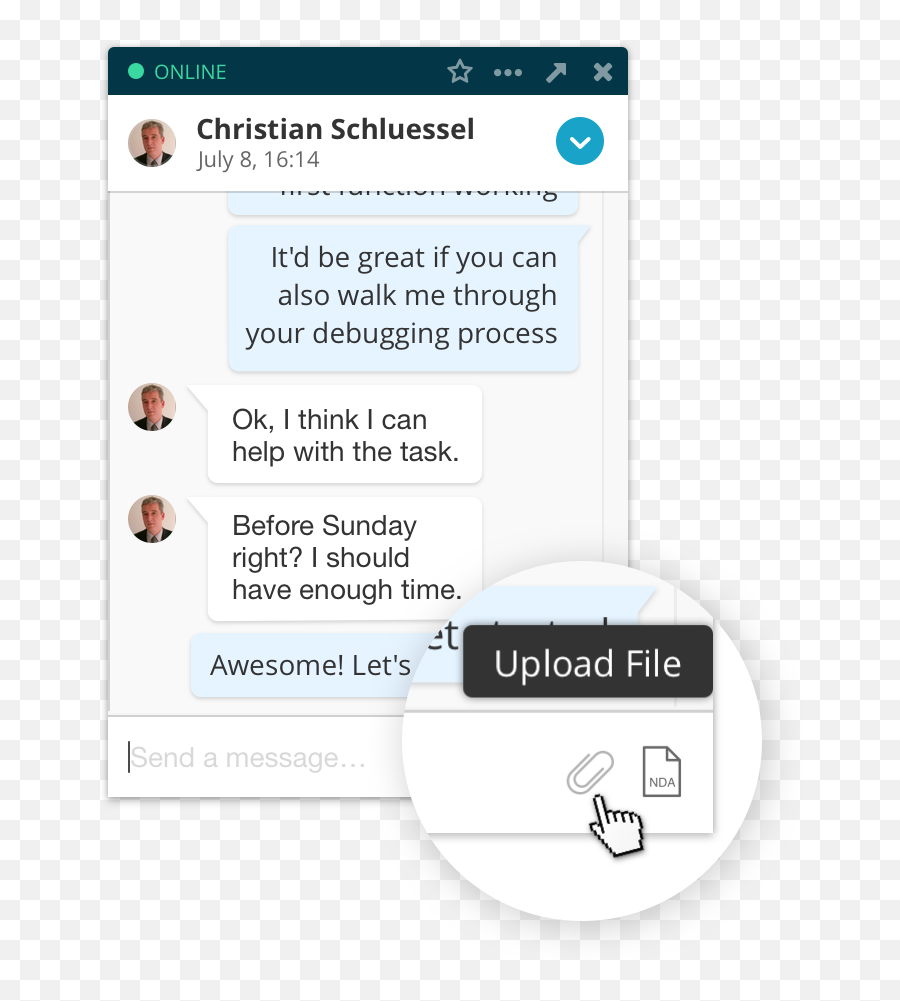 How Do I Send A File Attachment - Codementor Support File Attachment On Chat Png,Nda Icon