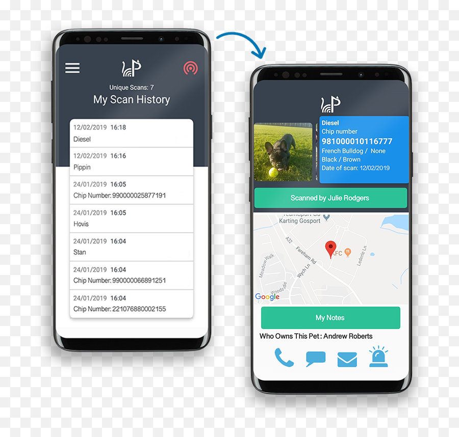 Pet Microchip Scanner App Catdog Chip Reader Petscanner - Dog Chip Reader App Png,Scan Icon Smartphone