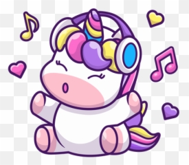 Best Premium Baby Unicorn Listening Music Illustration - Music png